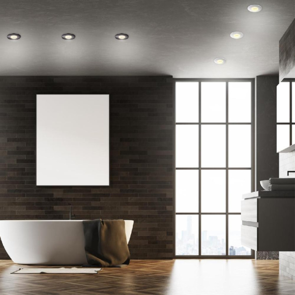 358342 SPOT NT19 291 черный Встраиваемый влагозащищённый диммир.св-к IP44 LED 3000К 8W REGEN