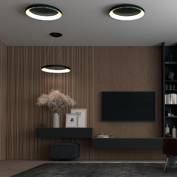 359025 OVER NT23 167 черный Светильник накладной диммируемый, в комплекте пульт ДУ (2.4G) IP20 LED 3000К~6000К 60W 85-265V FOLD