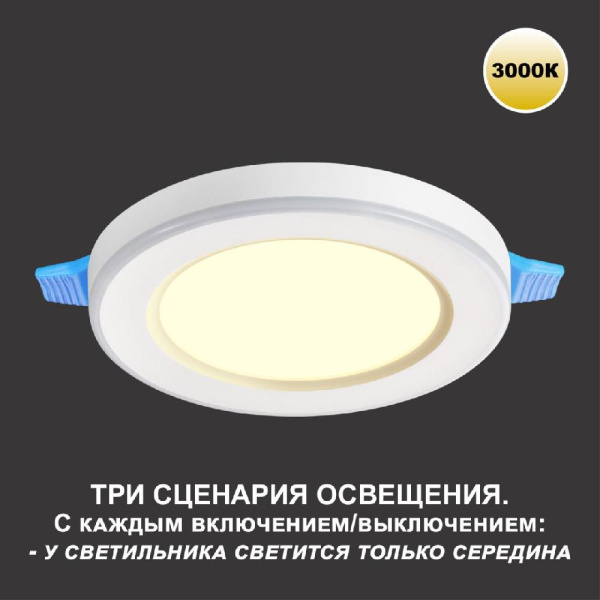 359020 SPOT NT23 299 белый Светильник встраиваемый светодиодный (три сценария работы) IP20 LED 3000К 12W+4W 100-265V 1120Лм SPAN