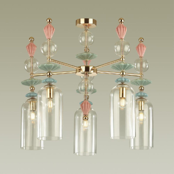 4855/5C CLASSIC ODL_EX21 193 золото/разноцветн./керамика/стекло Люстра потолочная E14 5*40W BIZET