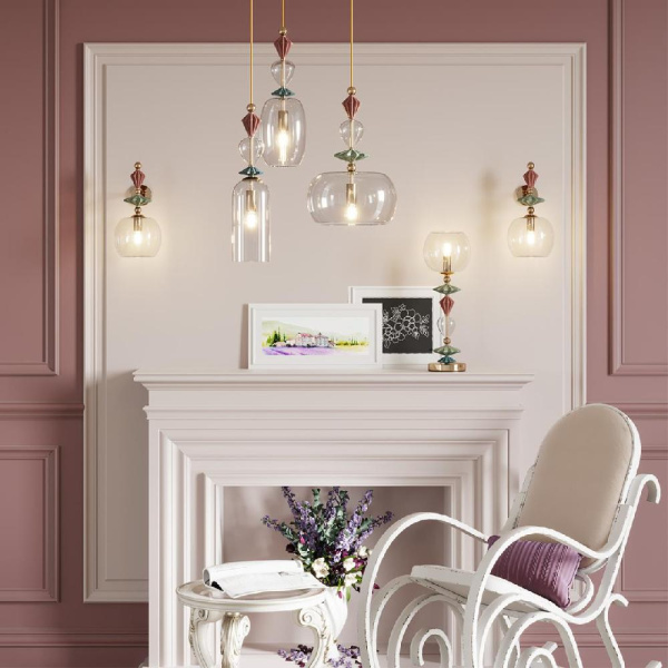 4855/1WB CLASSIC ODL_EX21 195 золото/разноцветн./керамика/стекло Бра E14 1*40W BIZET