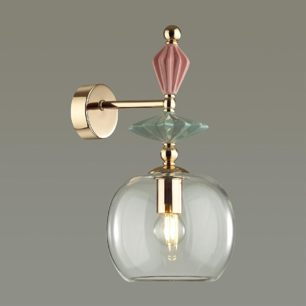 4855/1WB CLASSIC ODL_EX21 195 золото/разноцветн./керамика/стекло Бра E14 1*40W BIZET