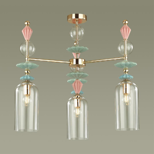 4855/3C CLASSIC ODL_EX21 193 золото/разноцветн./керамика/стекло Люстра потолочная E14 3*40W BIZET