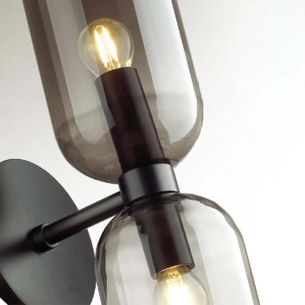 4804/2W MIDCENT ODL21 485 черный/дымчатый Бра с выкл. E14 2*60W ORINOCO