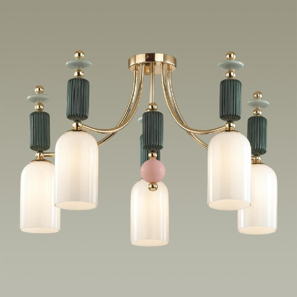 4861/5C CLASSIC ODL_EX21 199 золото/разноцветн./керамика/стекло Люстра потолочная E14 5*40W CANDY