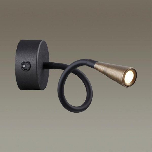 4289/3WL HIGHTECH ODL22 407 черный с античн.бронзой Настенный светильник с выкл. IP20 LED 3W 265Лм 3000K ODDS