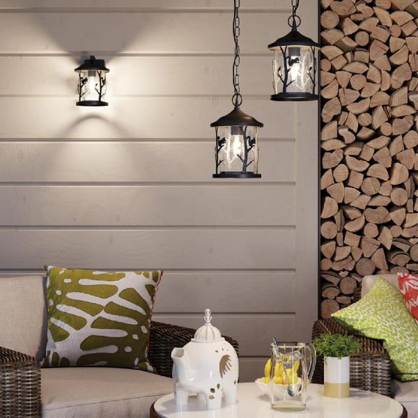 4963/1W NATURE ODL22 735 черный/стекло Ландшафтный настен.светильник E27 1*60W IP44 CUITA