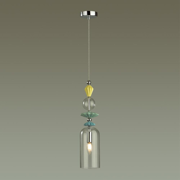 4893/1 CLASSIC ODL_EX22 197 хром/раноцветн./керамика/стекло Подвес E14 1*40W 4893/1 BIZET
