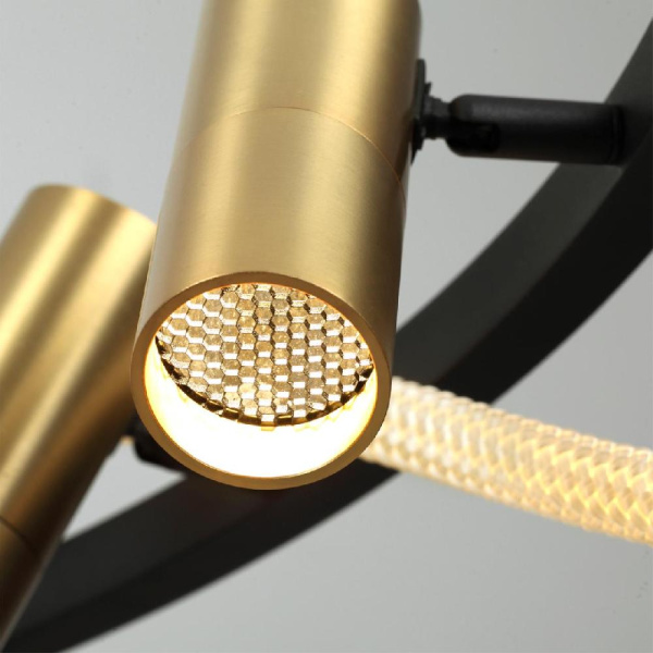 4397/55L HIGHTECH ODL23 261 черный/античная бронза/черный/металл/канат Подвесной св-к с раздельн. вкл. IP20 LED 50W 2020Лм 3000K CORDA