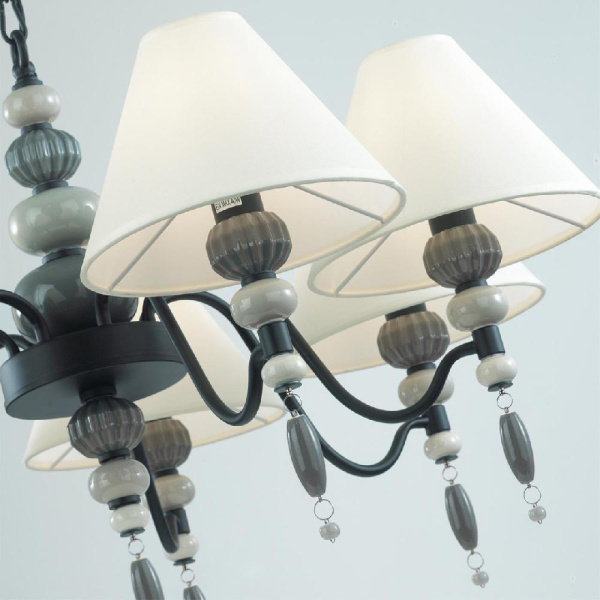 4896/7 MODERN ODL_EX23 161 черный матов./серый/молочный металл/керамика/ткань Люстра E14 7*40W SOCHI