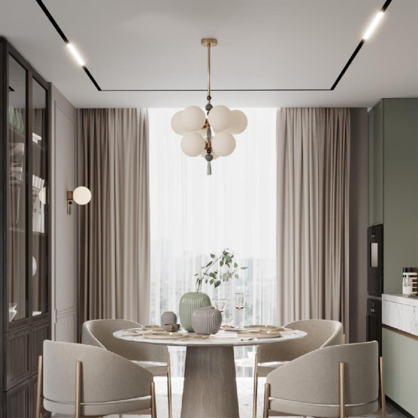 5405/6 MODERN ODL_EX23 177 золотой/серый/зеленый/белый матовый металл/керамика/стекло Люстра E14 6*40W PALLE