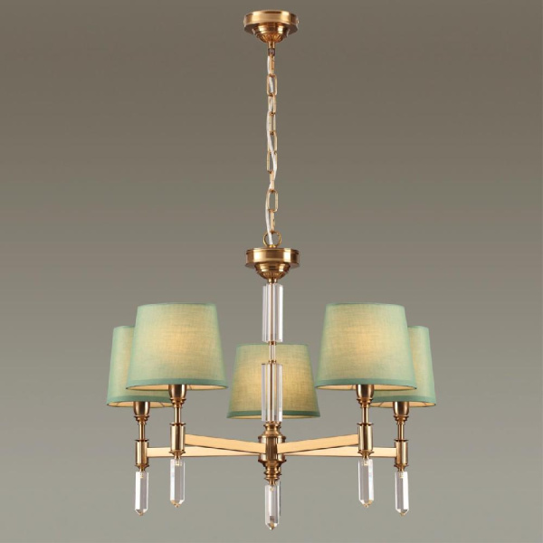 4887/5 MODERN ODL_EX22 205 бронзовый/зеленый/абажур ткань Люстра E14 5*40W LONDON