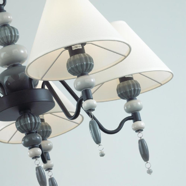 4896/5 MODERN ODL_EX23 161 черный матов./серый/молочный металл/керамика/ткань Люстра E14 5*40W SOCHI