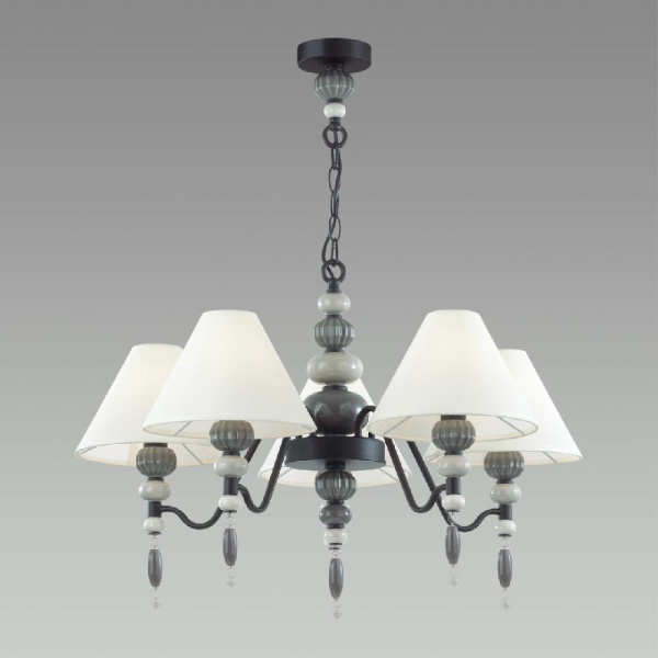 4896/5 MODERN ODL_EX23 161 черный матов./серый/молочный металл/керамика/ткань Люстра E14 5*40W SOCHI