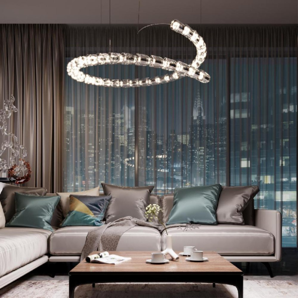 5010/129L L-VISION ODL23 475 хром/прозрачный/металл/акрил Люстра подвесная LED 129W 4000K 3200Лм SERPA