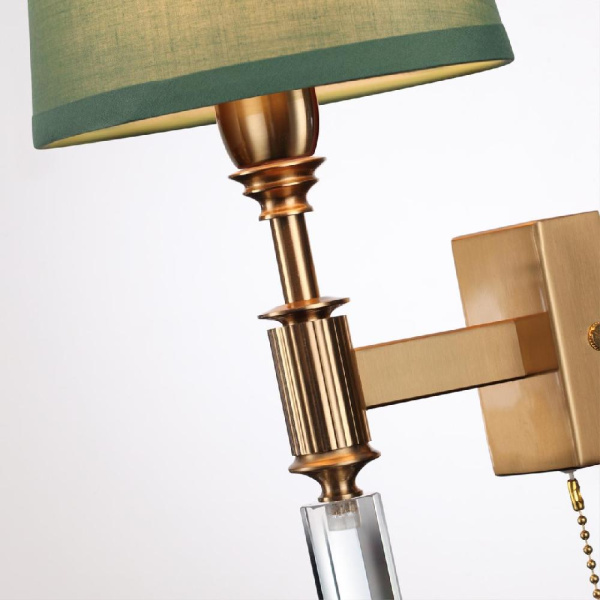 4887/1W MODERN ODL_EX22 205 бронзовый/зеленый/абажур ткань Бра с выкл. E14 1*40W LONDON