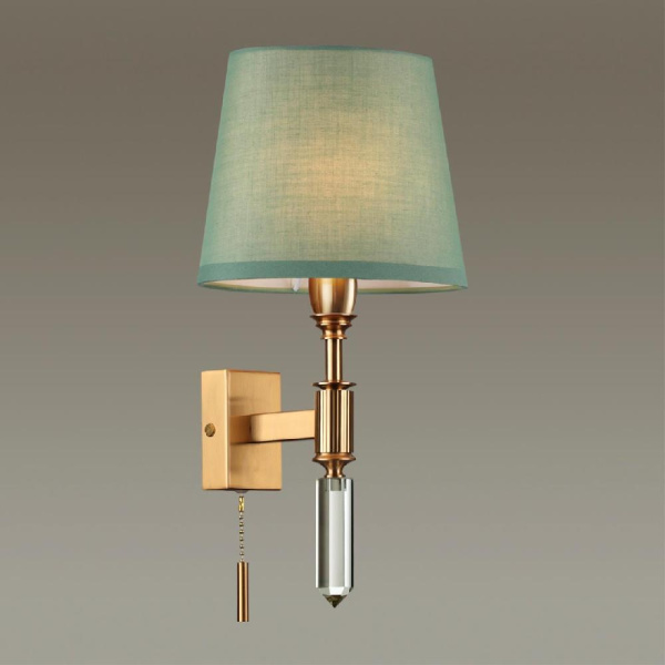 4887/1W MODERN ODL_EX22 205 бронзовый/зеленый/абажур ткань Бра с выкл. E14 1*40W LONDON
