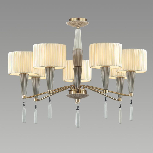 5403/7 CLASSIC ODL_EX23 171 бронзовый/светло-коричневый/кремовый металл/керамика/ткань Люстра E14 7*40W LATTE