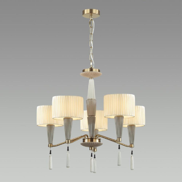 5403/5 CLASSIC ODL_EX23 171 бронзовый/светло-коричневый/кремовый металл/керамика/ткань Люстра E14 5*40W LATTE