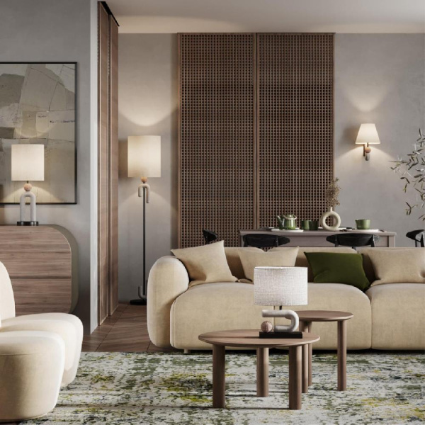 5410/1T MODERN ODL_EX23 167 черный матов./бежевый металл/полирезин/ткань Настольная лампа E27 1*60W BAGEL