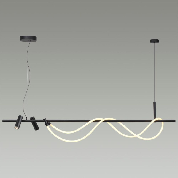 4391/40L HIGHTECH ODL24 263 черный/металл/канат Подвесной св-к с раздельн. вкл IP20 LED 40W 1580Лм 4000K CORDA