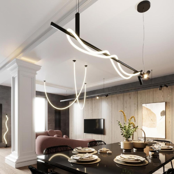 4391/40L HIGHTECH ODL24 263 черный/металл/канат Подвесной св-к с раздельн. вкл IP20 LED 40W 1580Лм 4000K CORDA