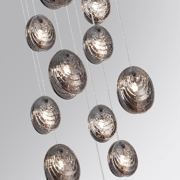 5038/11 MODERN ODL24 427 черный/дымчатый/металл/стекло Люстра каскадная G9 11*40W MUSSELS