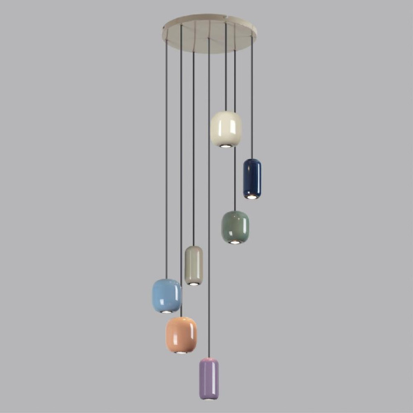 5053/7 PENDANT ODL24 447 цвет слонов.кости/мультиколор/металл Подвес GU10 LED 7*4W OVALI