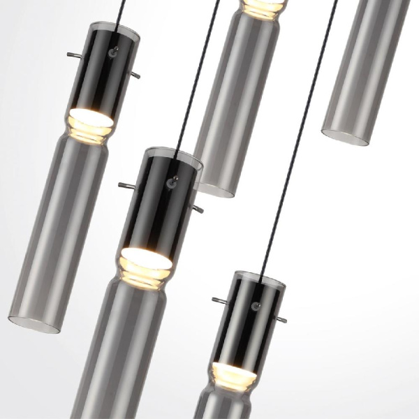 5058/25L PENDANT ODL24 461 черный/дымчатый/металл/стекло Люстра каскадная LED 5*5W 3000K SCROW