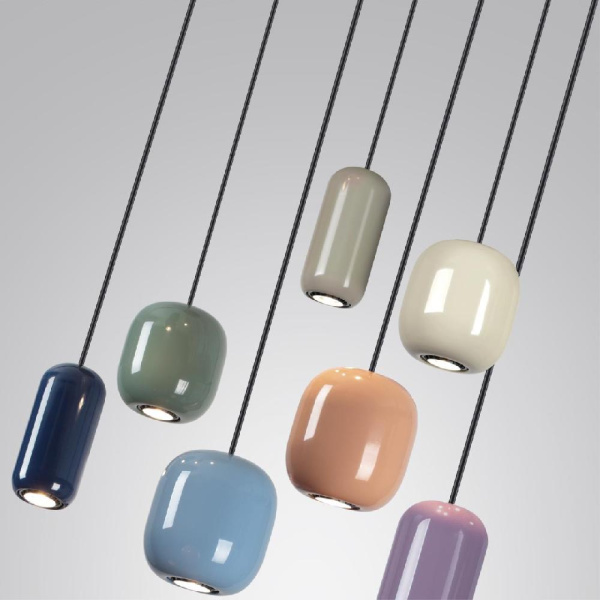 5053/7A PENDANT ODL24 447 цвет слонов.кости/мультиколор/металл Подвес GU10 LED 7*4W OVALI