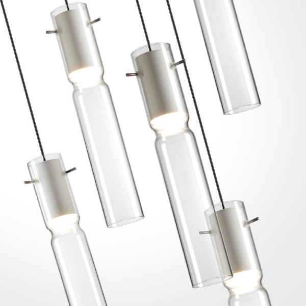 5058/25LB PENDANT ODL24 461 белый/прозрачный/металл/стекло Люстра каскадная LED 5*5W 3000K SCROW