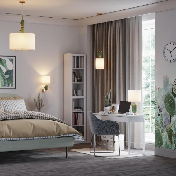 5425/3 MODERN ODL_EX24 147 золотой/зеленый/белый/металл/керамика/ткань Люстра E27 3*60W CACTUS