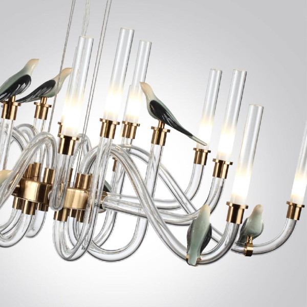 5431/37L L-VISION ODL_EX24 123 золотой(под латунь)/белый градиент/беж./зеленый/ металл/стекло/керамика Люстра LED 37W 4000K LARK