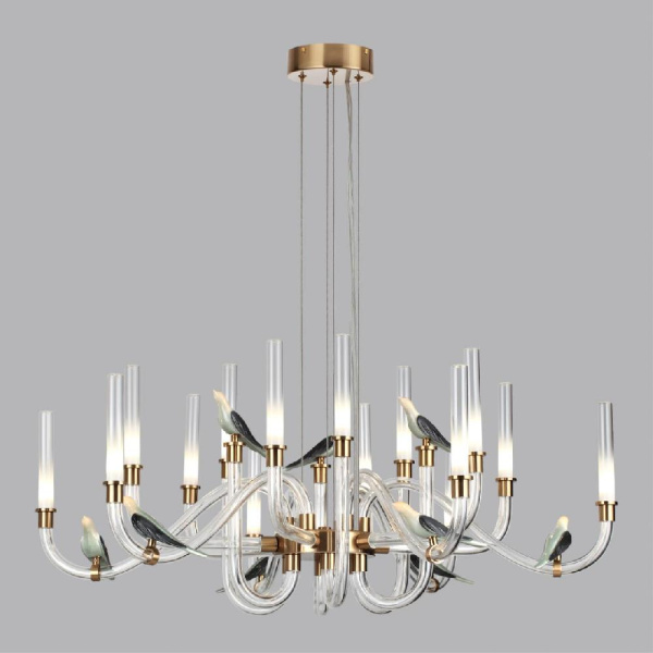 5431/37L L-VISION ODL_EX24 123 золотой(под латунь)/белый градиент/беж./зеленый/ металл/стекло/керамика Люстра LED 37W 4000K LARK