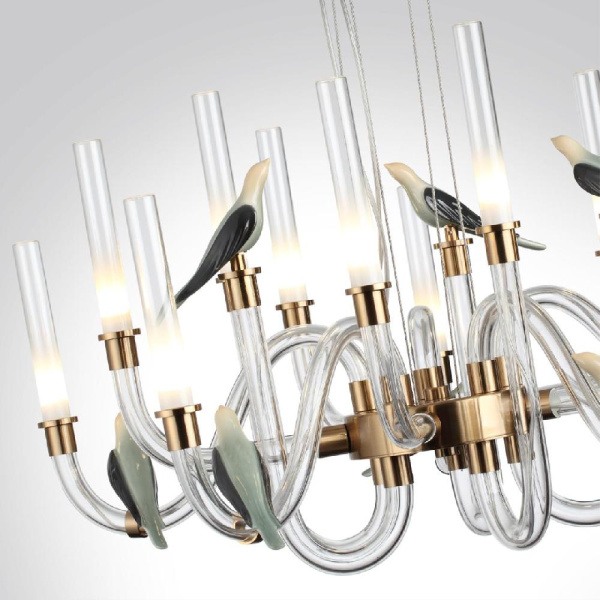 5431/30L L-VISION ODL_EX24 123 золотой(под латунь)/белый градиент/беж./зеленый/ металл/стекло/керамика Люстра LED 30W 4000K LARK