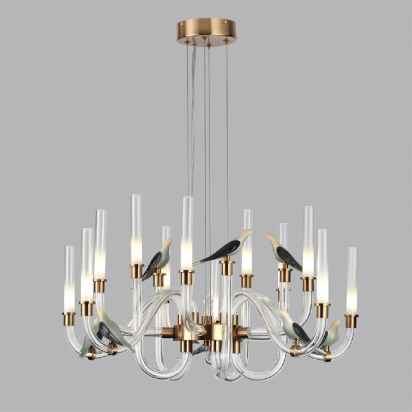 5431/30L L-VISION ODL_EX24 123 золотой(под латунь)/белый градиент/беж./зеленый/ металл/стекло/керамика Люстра LED 30W 4000K LARK