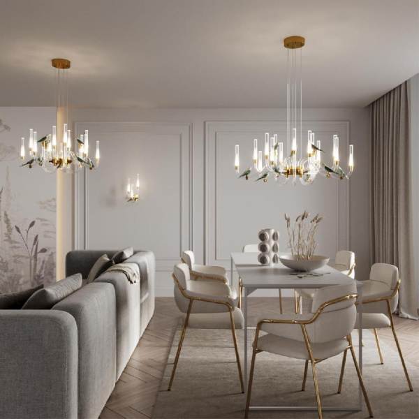 5431/30L L-VISION ODL_EX24 123 золотой(под латунь)/белый градиент/беж./зеленый/ металл/стекло/керамика Люстра LED 30W 4000K LARK