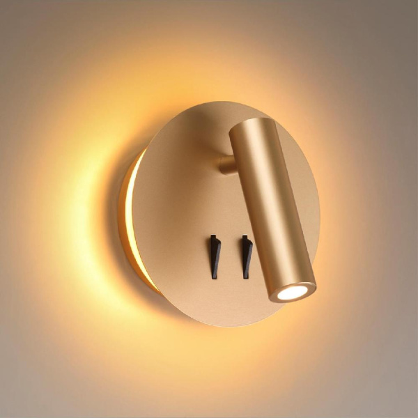 3913/9WL HIGHTECH ODL20 409 золот/металл Настен.св-к с лампой д/чтения с выкл LED 9W 3000K 220V BEAM