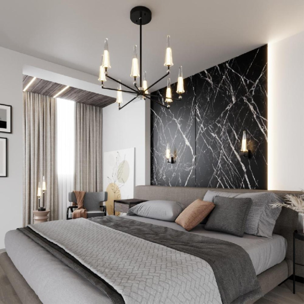 5429/39L MODERN ODL_EX24 137 черный матов./прозрачный/металл/стекло/акрил Люстра LED 39W 3000K 1330Лм FUNGO