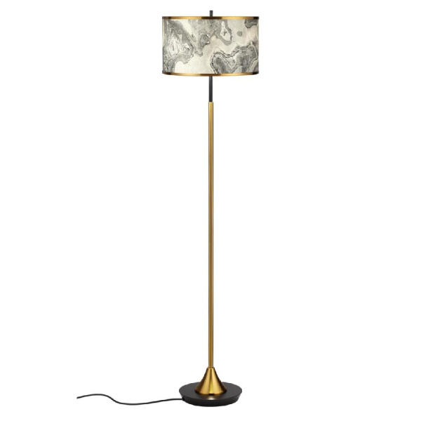 5064/2F MODERN (В 2-Х КОРОБКАХ) ODL24 529 античн.бронза/серо-беж./металл/натур.камен."шпон" Торшер E27 LED 2*10W BERGI