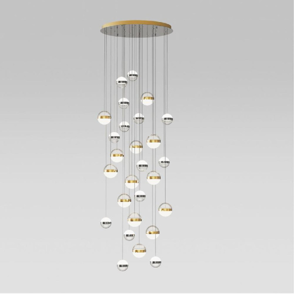 5037/232L L-VISION ODL24 511 ант.бронза/никель/прозрачн/молочный/металл/акрил Люстра каскадная LED 232W 4000K 11250лм RONI