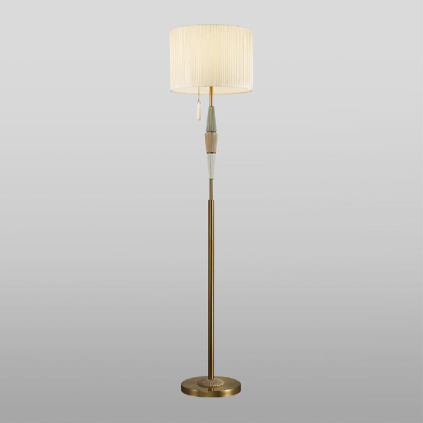 5403/1FA CLASSIC ODL_EX24 173 бронзовый/светло-коричневый/кремовый/металл/керамика/ткань Торшер E27 1*60W LATTE