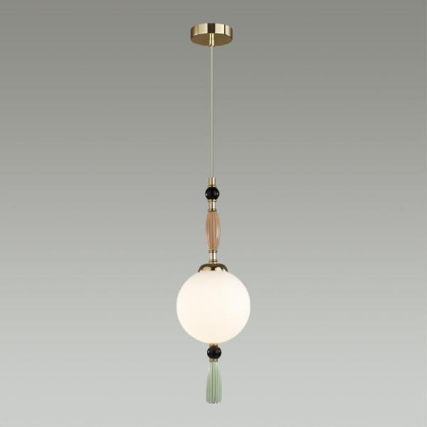 5405/1 MODERN ODL_EX24 179 золотой/коричневый/зеленый/белый матов./металл/керамика/стекло Подвес E14 1*40W PALLE