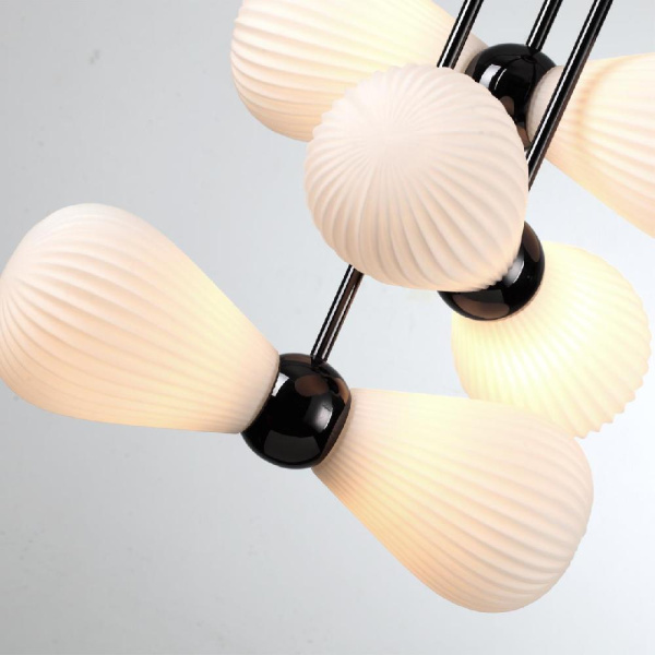 5418/6 MODERN ODL_EX23 59 черный хром/белый матовый/металл/стекло Подвес E14 6*40W ELICA