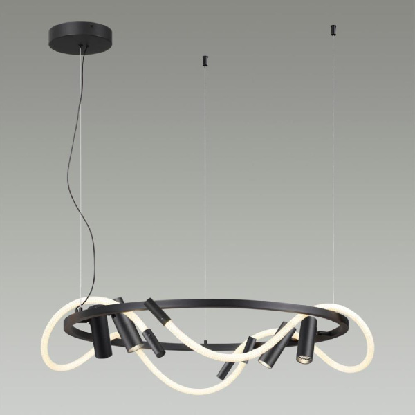 4391/55L HIGHTECH ODL24 261 черный/металл/канат Подвесной св-к с раздельн. вкл IP20 LED 50W 2020Лм 4000K CORDA