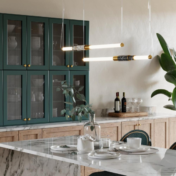 4361/14L MIDCENT ODL24 126 черный мрамор/антич. бронза/металл/акрил Подвесной светильник (ВЕРТ. И ГОРИЗОНТ) IP20 LED 14W 3000K 220V MARMI