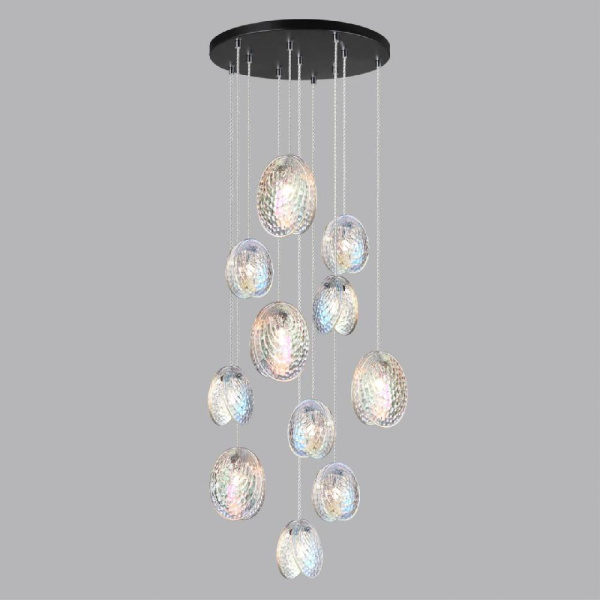 5039/11 MODERN ODL24 429 черный/перламутровый/металл/стекло Люстра каскадная G9 11*40W MUSSELS