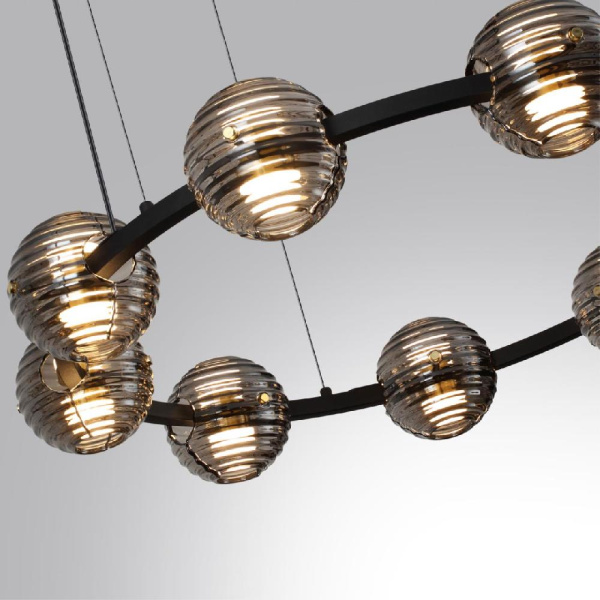 5041/90L L-VISION ODL24 545 черн./золото/дымчатый/металл/стеко Люстра LED 90W 4000К 7751Лм TRONI