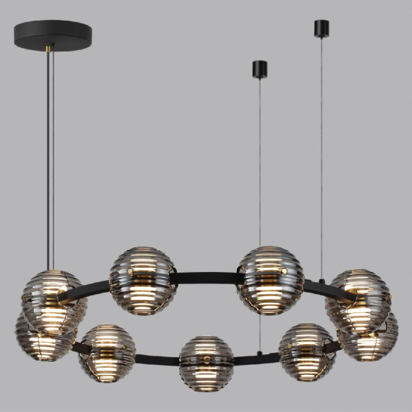 5041/90L L-VISION ODL24 545 черн./золото/дымчатый/металл/стеко Люстра LED 90W 4000К 7751Лм TRONI