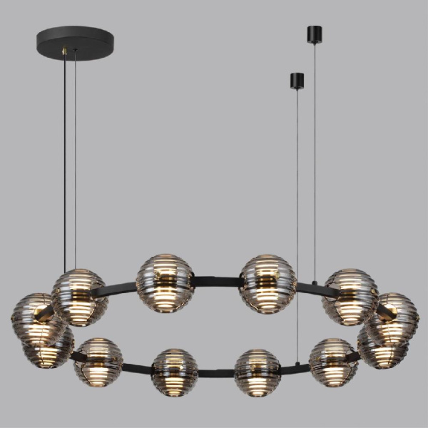 5041/120L L-VISION ODL24 545 черн./золото/дымчатый/металл/стеко Люстра LED 120W 4000К 9364Лм TRONI